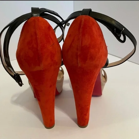 CHRISTIAN LOUBOUTIN suede tricolor platform heel - Picture 4 of 7